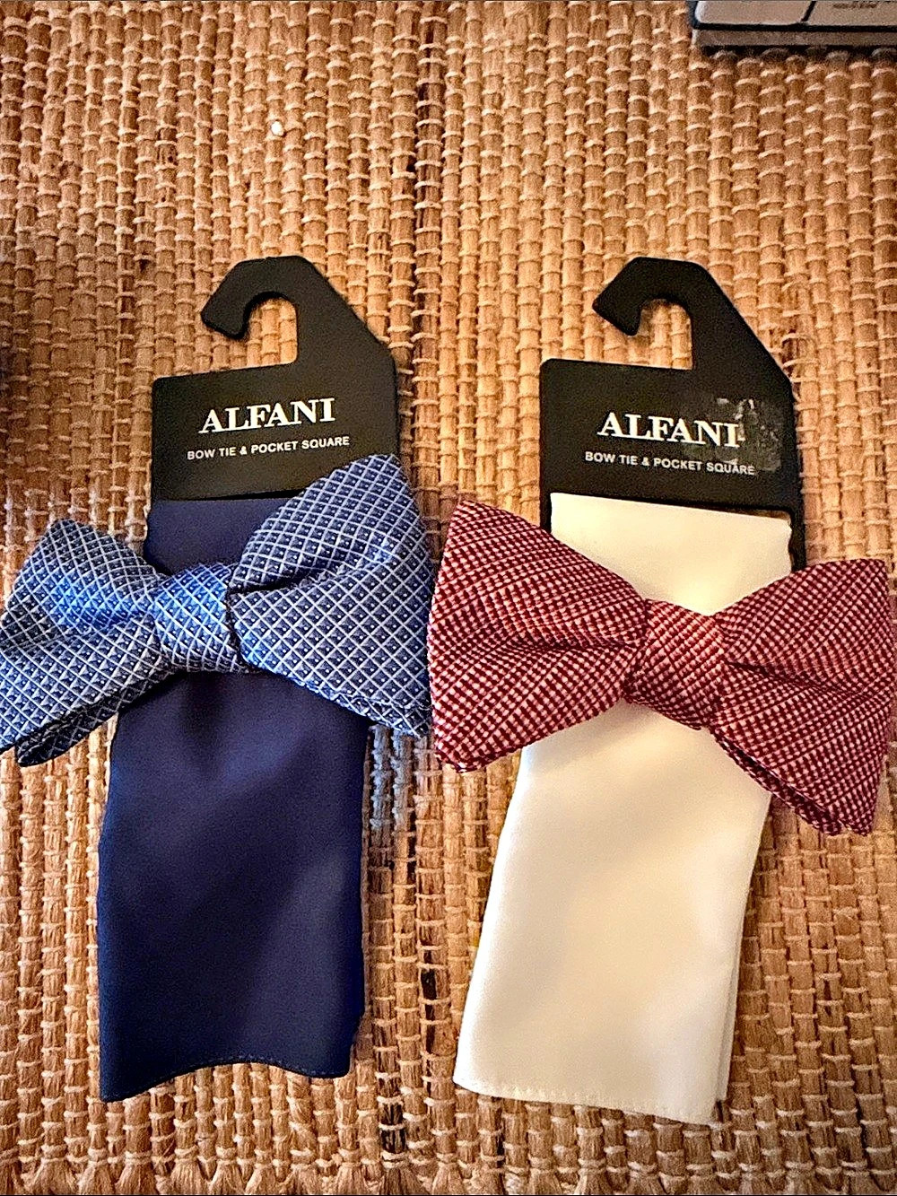 Alfani Bow Tie & Pocket Square Set Blue & Red